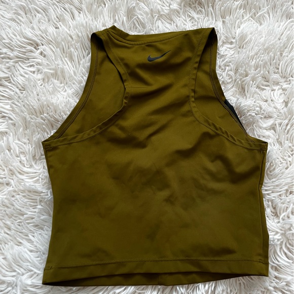 Nike Pro Training Crop Top with Logo Taping - Khaki Green - Picture 6 of 7